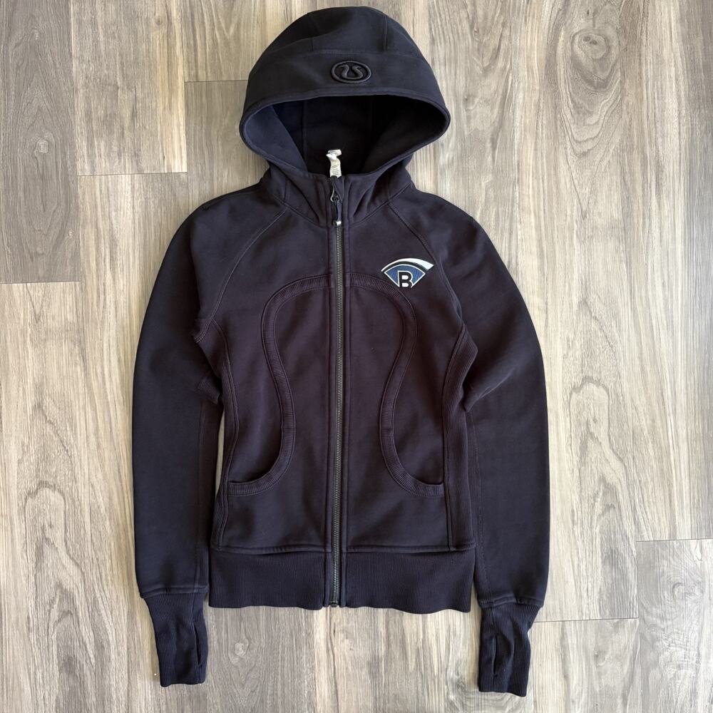 Lululemon Scuba Hoodie Women's Size 4 Black Full Zip Fleece Jacket Embroidered